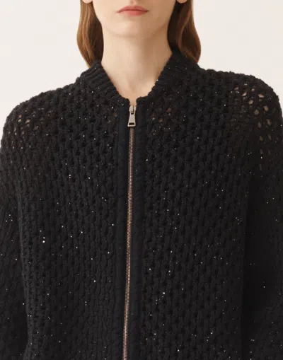 Fabiana Filippi Bomber In Platinum And Micro Sequins In Multi