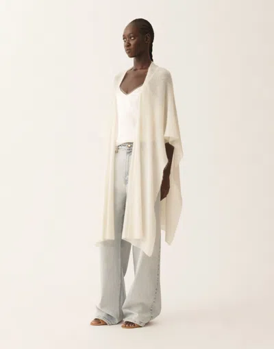 Fabiana Filippi Mohair Cape With Sequins In White