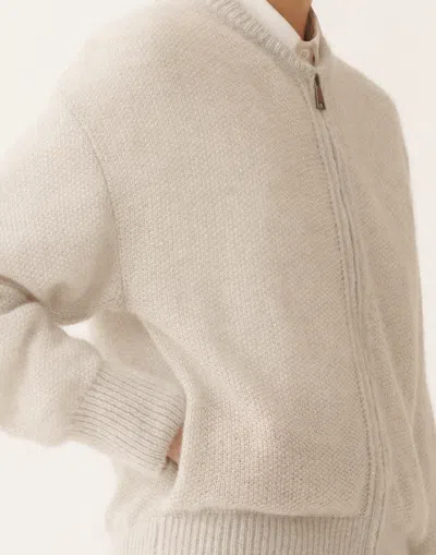 Fabiana Filippi Mohair Bomber With Sequins In Neutral