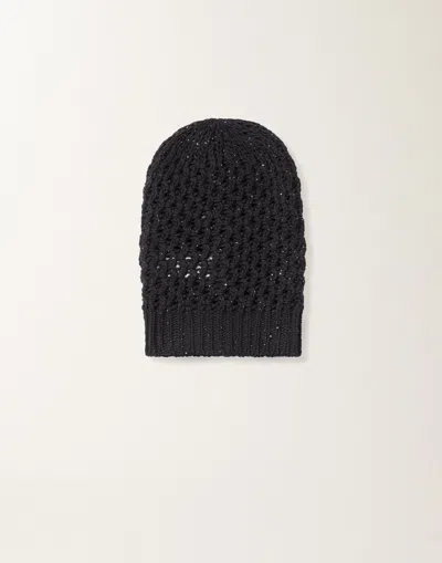 Fabiana Filippi Platinum Cap With Micro Sequins In Black