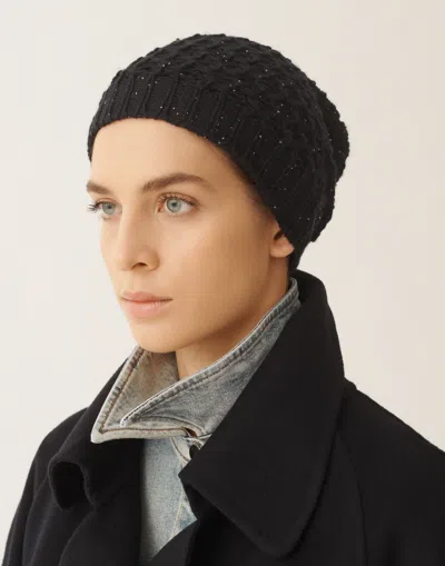 Fabiana Filippi Platinum Cap With Micro Sequins In Black