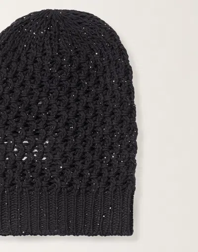 Fabiana Filippi Platinum Cap With Micro Sequins In Black