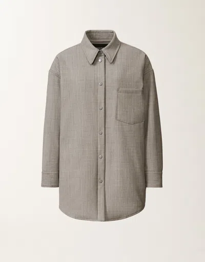 Fabiana Filippi Long Shirt In Bistretch Fresh Wool With Padding In Gray