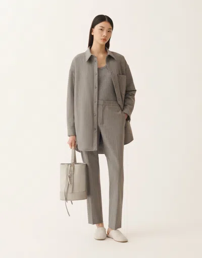 Fabiana Filippi Long Shirt In Bistretch Fresh Wool With Padding In Gray