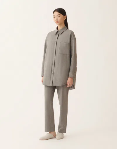 Fabiana Filippi Long Shirt In Bistretch Fresh Wool With Padding In Gray