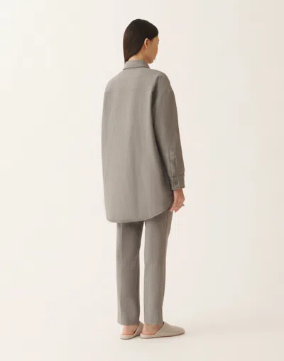 Fabiana Filippi Long Shirt In Bistretch Fresh Wool With Padding In Gray