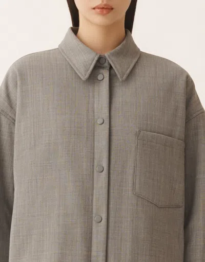 Fabiana Filippi Long Shirt In Bistretch Fresh Wool With Padding In Gray
