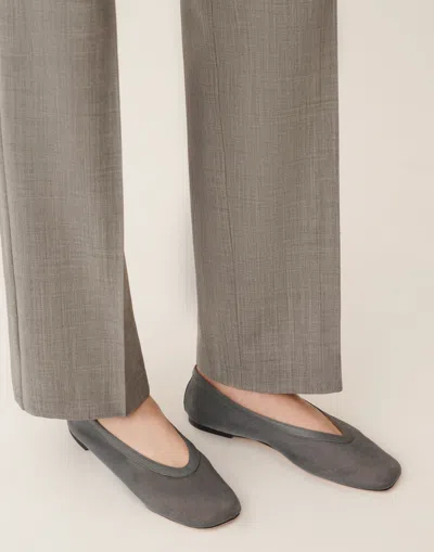 Fabiana Filippi Ballerina Flat In Mesh In Gray