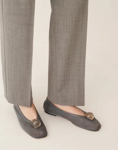 Fabiana Filippi Ballerina Flat In Mesh In Gray