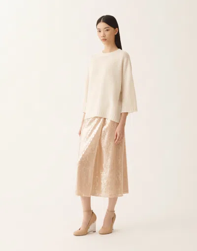 Fabiana Filippi Platinum T-shirt With Lurex In Neutral