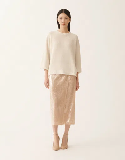 Fabiana Filippi Platinum T-shirt With Lurex In Neutral
