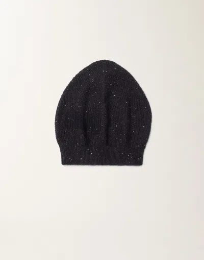 Fabiana Filippi Mohair Beanie With Micro Sequins In Blue