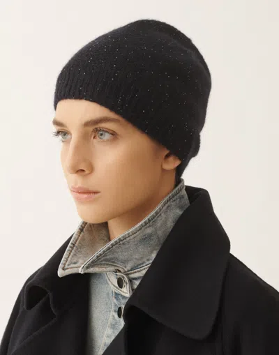 Fabiana Filippi Mohair Beanie With Micro Sequins In Blue