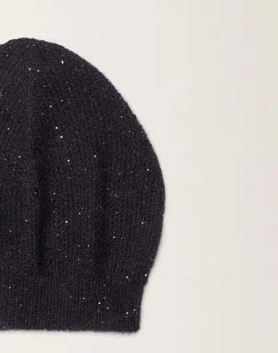 Fabiana Filippi Mohair Beanie With Micro Sequins In Blue