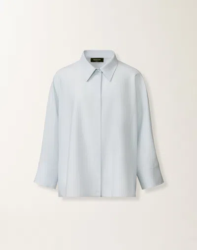 Fabiana Filippi Cropped Shirt In Cool Bistretch Wool In Blue