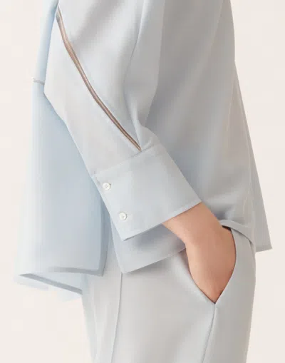 Fabiana Filippi Cropped Shirt In Cool Bistretch Wool In Blue