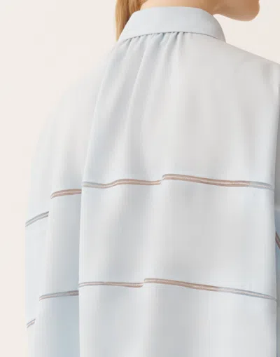 Fabiana Filippi Cropped Shirt In Cool Bistretch Wool In Blue