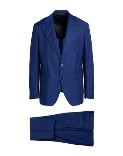 Gabriele Pasini Man Suit Blue Size 44 Wool, Linen In Blue