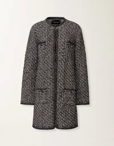 Fabiana Filippi Night Blue Tweed Coat In Black