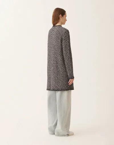 Fabiana Filippi Night Blue Tweed Coat In Black