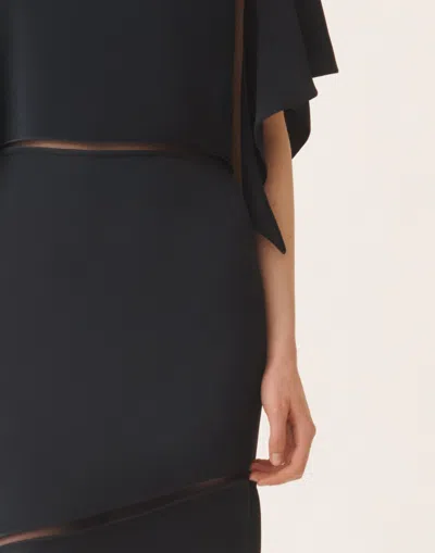 Fabiana Filippi Dress Ruffle Detail Asymmetrical Hem Round Neckline In Blue