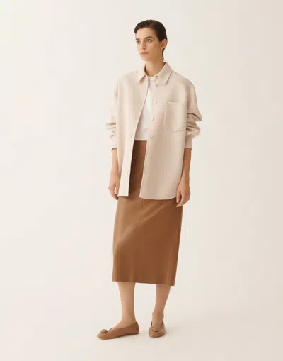 Fabiana Filippi Long Shirt In Double Wool In Neutral