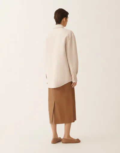 Fabiana Filippi Long Shirt In Double Wool In Neutral