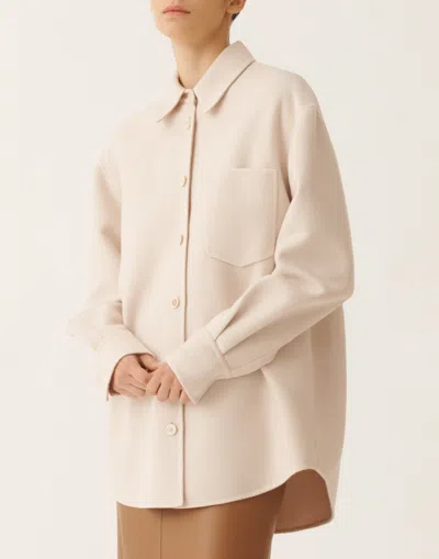 Fabiana Filippi Long Shirt In Double Wool In Neutral