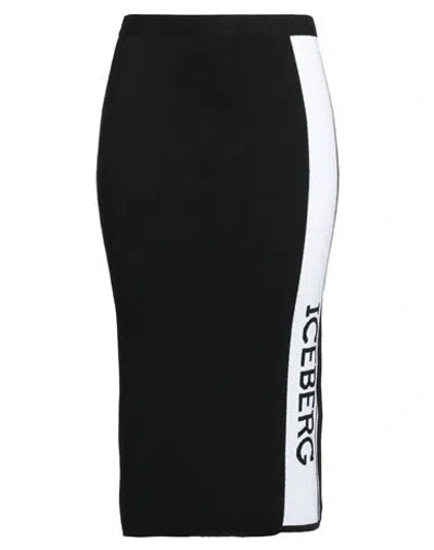 Iceberg Woman Midi Skirt Black Size S Virgin Wool In Black