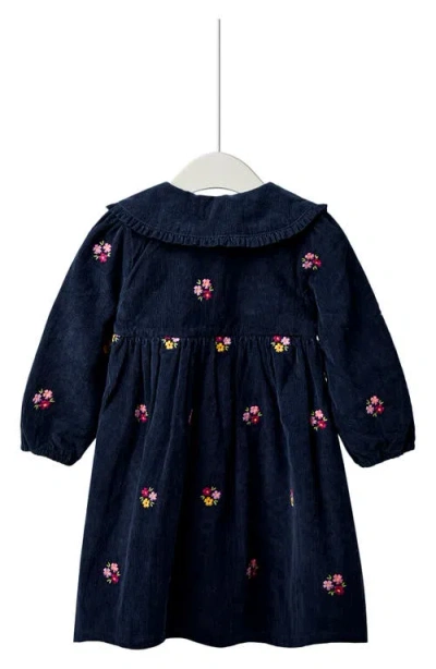 Jojo Maman Bébé Jojo Maman Bebe Floral Embroidered Long Sleeve Corduroy Dress In Pink