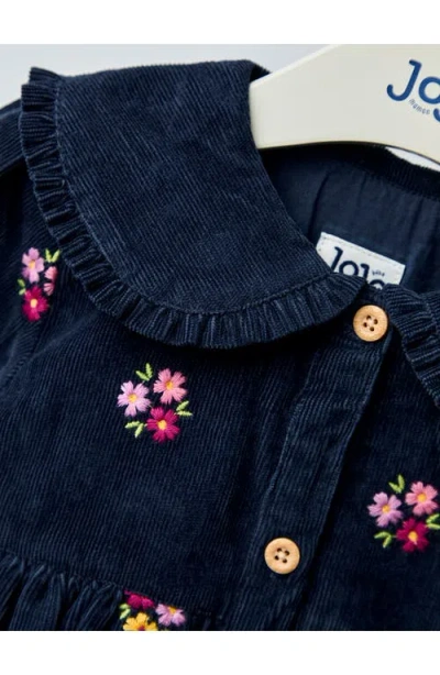 Jojo Maman Bébé Jojo Maman Bebe Floral Embroidered Long Sleeve Corduroy Dress In Pink