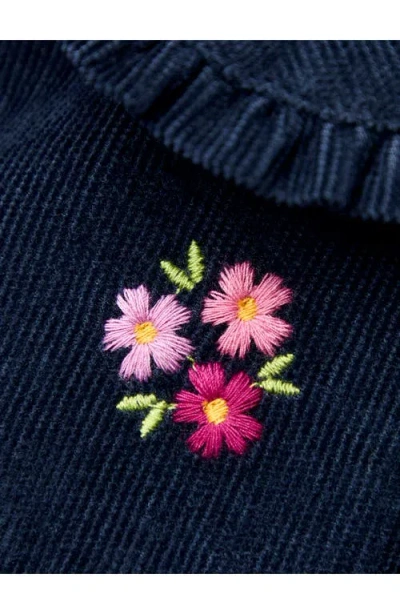 Jojo Maman Bébé Jojo Maman Bebe Floral Embroidered Long Sleeve Corduroy Dress In Pink
