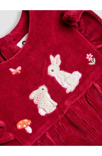 Jojo Maman Bébé Jojo Maman Bebe Bunny Cotton Blend T-shirt & Corduroy Overalls Set In Red