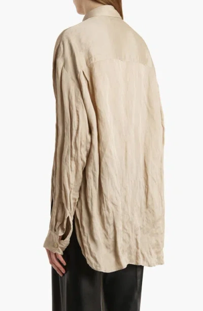 Khaite Goya Relaxed Crinkled Voile Button-up Shirt In Brown