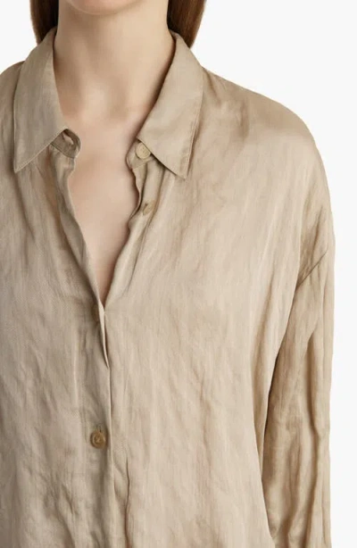 Khaite Goya Relaxed Crinkled Voile Button-up Shirt In Brown