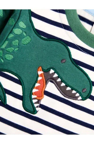 Jojo Maman Bébé Jojo Maman Bebe Kids' Stripe Appliqué Dinosaur Layered Look Long Sleeve Cotton T-shirt In Multi