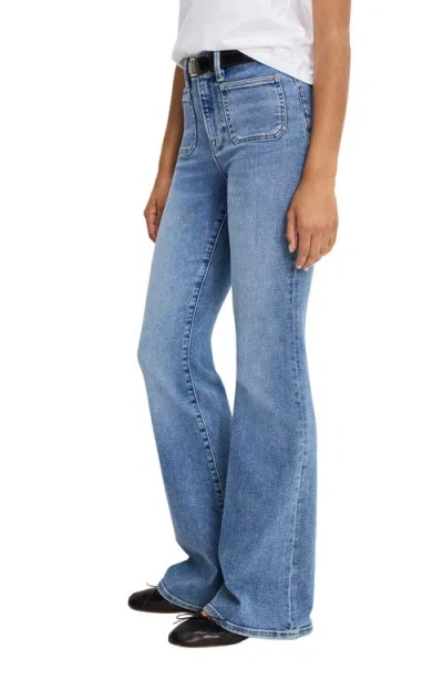 Good American Good Legs Patch Pocket High Waist Flare Jeans In Blue