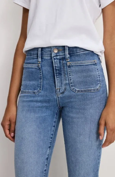 Good American Good Legs Patch Pocket High Waist Flare Jeans In Blue