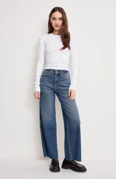 Good American Good Skate Ankle Wide Leg Jeans In Blue