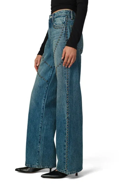 Joe's Jeans The Harlowe Studded High Waist Wide Leg Jeans In Yellow