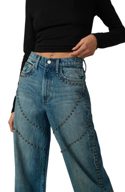 Joe's Jeans The Harlowe Studded High Waist Wide Leg Jeans In Yellow