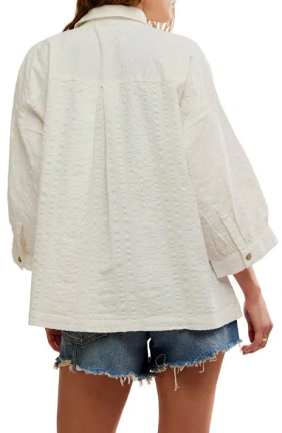 Free People Just Like Me Relaxed Fit Cotton Seersucker Button-up Shirt In White