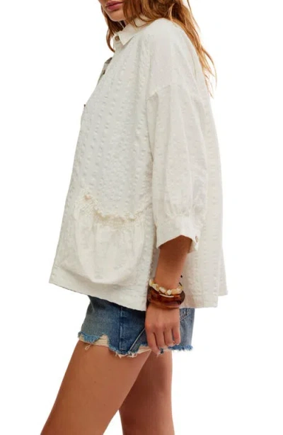 Free People Just Like Me Relaxed Fit Cotton Seersucker Button-up Shirt In White