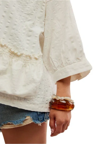 Free People Just Like Me Relaxed Fit Cotton Seersucker Button-up Shirt In White