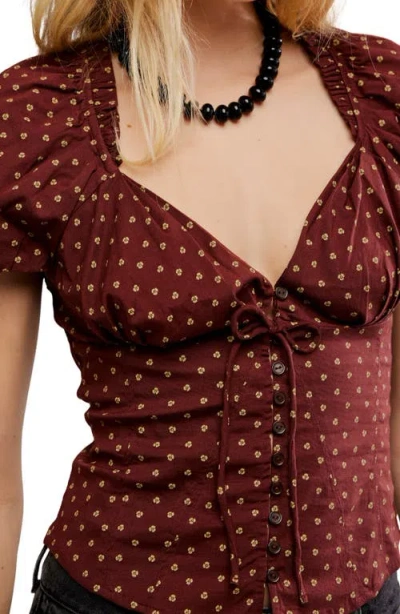 Free People Summer Floral Print Shirt In Brown
