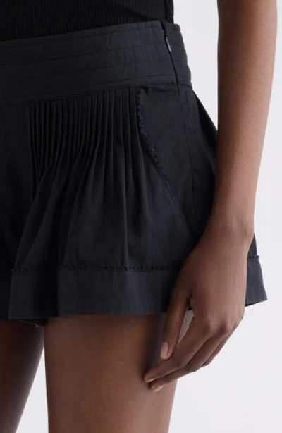 Isabel Marant Cybila Cotton Pintuck Shorts In Black