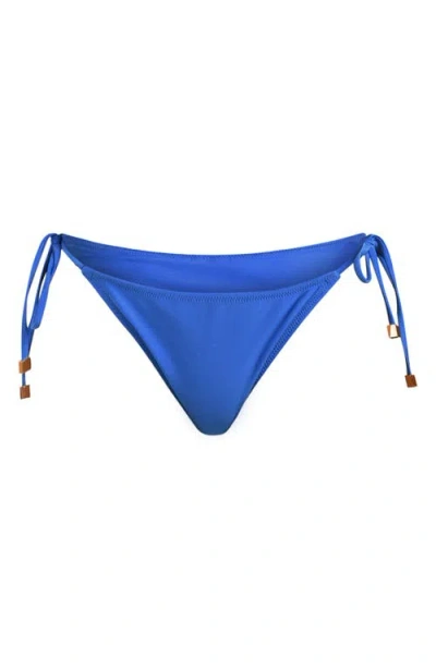 L'agence Britt Shimmer String Bikini Bottoms In Blue