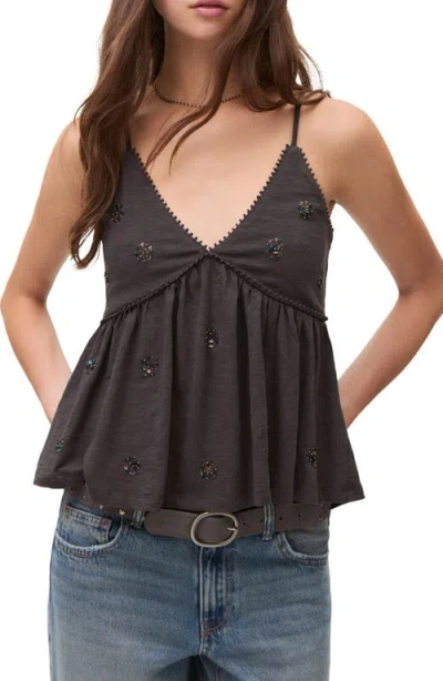 Mango Teen Sequin Embellished Babydoll Top In Brown