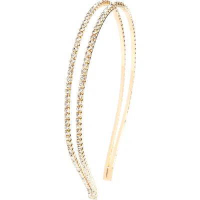 Tasha Double Row Rhinestone Headband In Gold