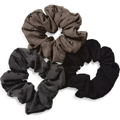 Tasha 3-pack Bow Scrunchies In Black